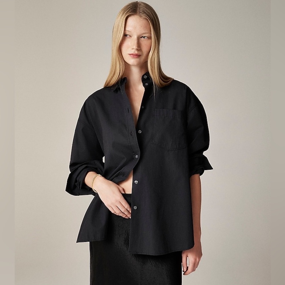 J. Crew Black Étienne oversized shirt in lightweight oxford